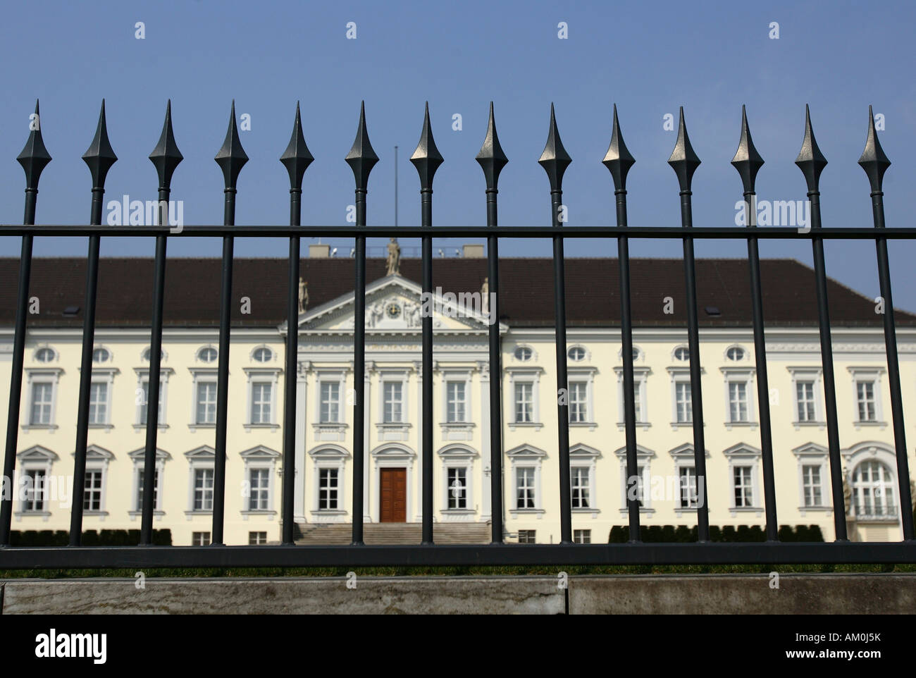 Castle Bellevue well secured behind a fence - Official home of the german Federal President , Germany, Europe Stock Photo