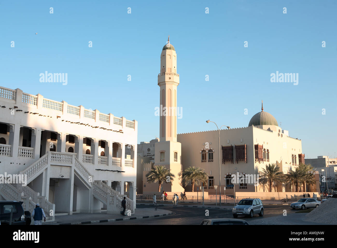 The mosque and traditional souq on Ali Bin Abdulla street in central ...