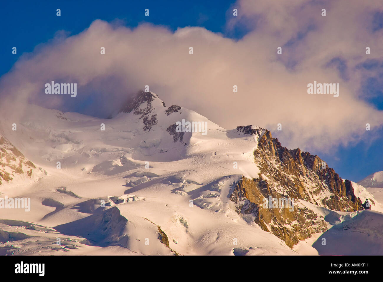 Monte Rosa, Dufourspitze, Zermatt, Valais, "Wallis", Switzerland Stock Photo