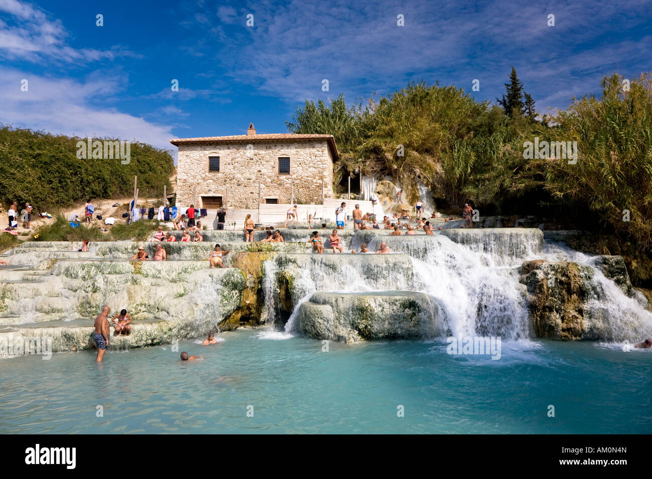 Thermal spring in Saturnia with sulphur-containing water of the Monte  Amiata Manciano Toskana Italien Stock Photo - Alamy