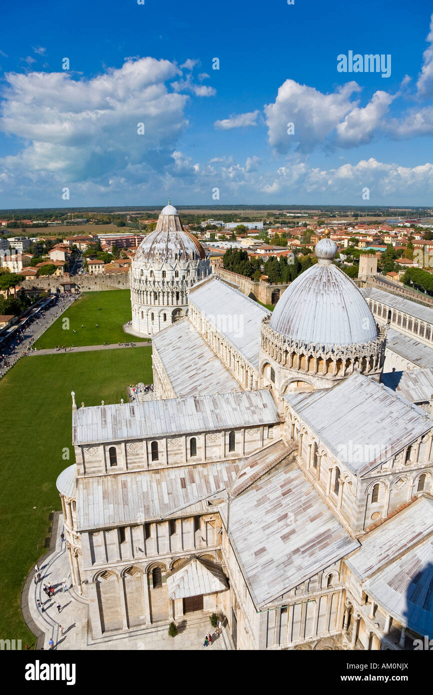 Baptistry and Cathedral Piazza dei Miracoli Pisa Tuscany Italy Stock Photo