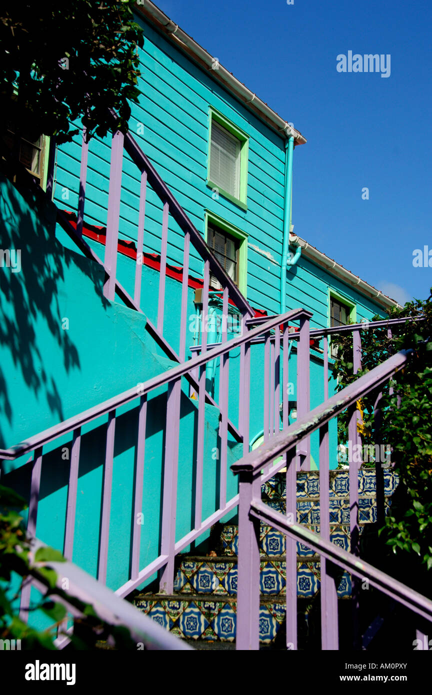 Caribbean, U.S. Virgin Islands, St. John, Cruz Bay. Typical colorful building in Cruz Bay. Stock Photo