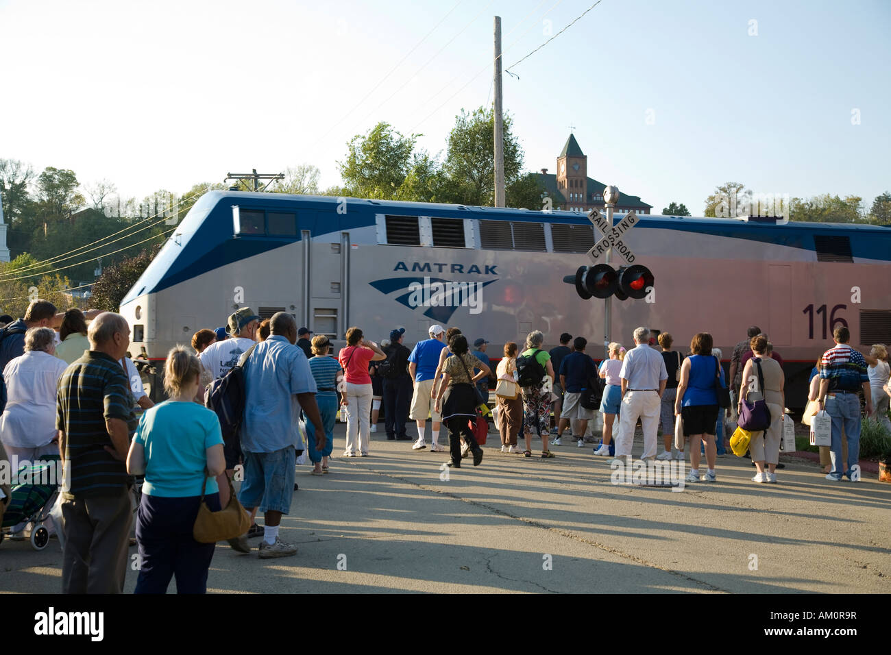 ILLINOIS Galena Passengers by Amtrak train at depot special route for