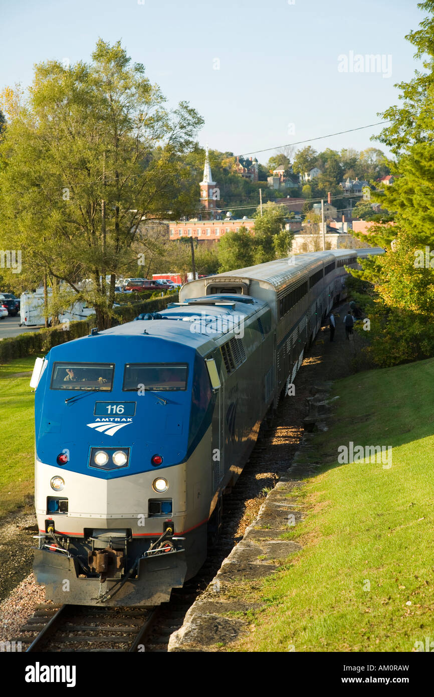 ILLINOIS Galena Amtrak train at depot special route for Country Fair