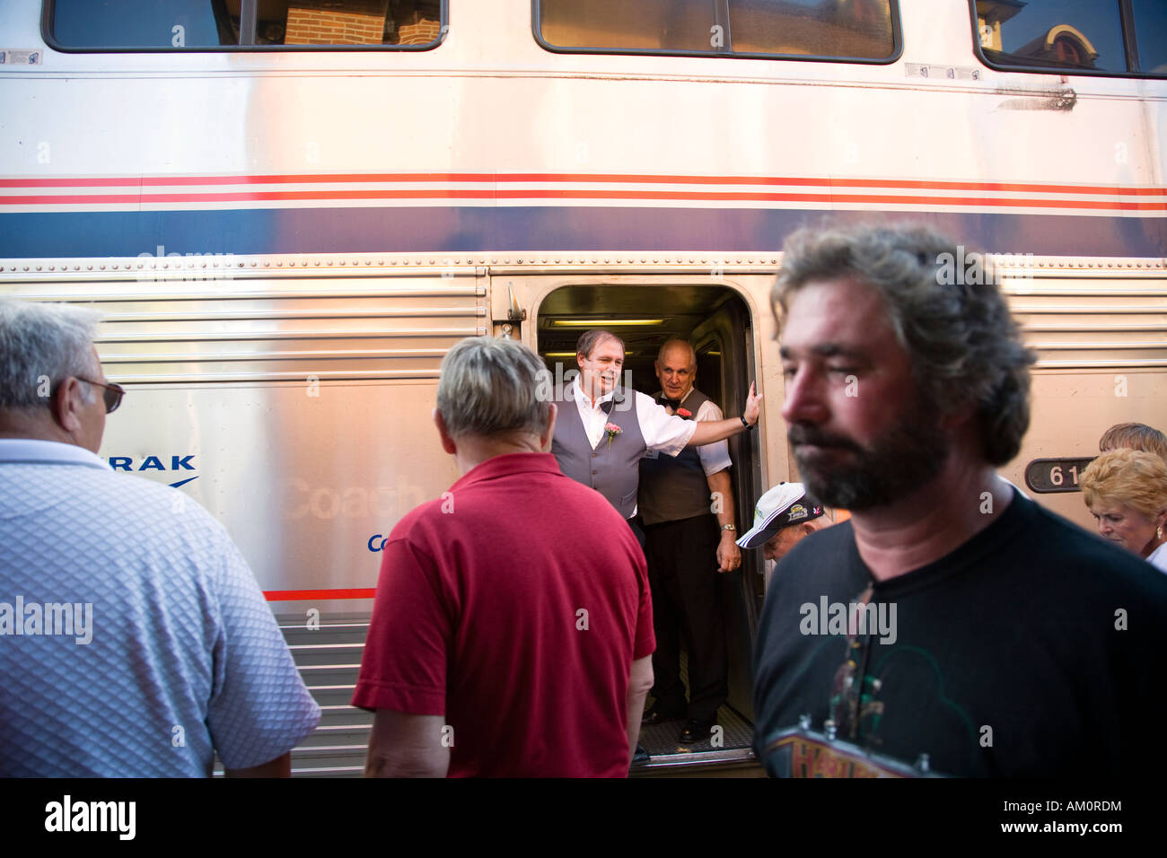 ILLINOIS Galena Passengers walk past Amtrak train at depot special