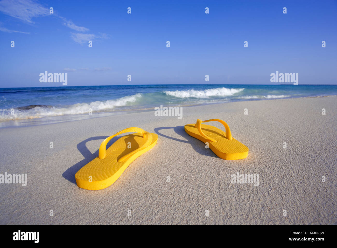 flip flops on a beach