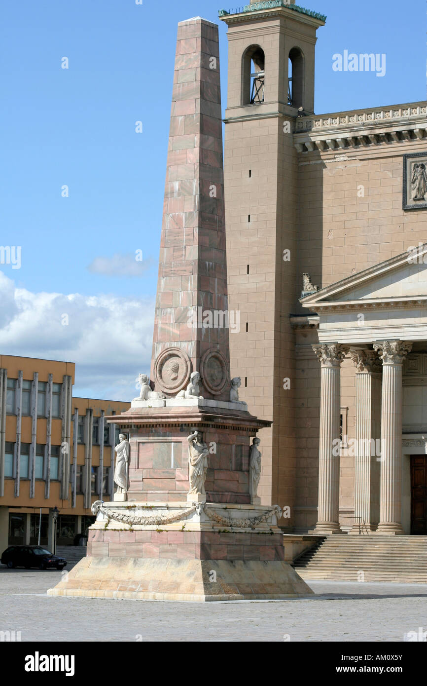 Obelisk at the Alte Markt, St. Nicholas' Church, Potsdam, Brandenburg, Germany Stock Photo