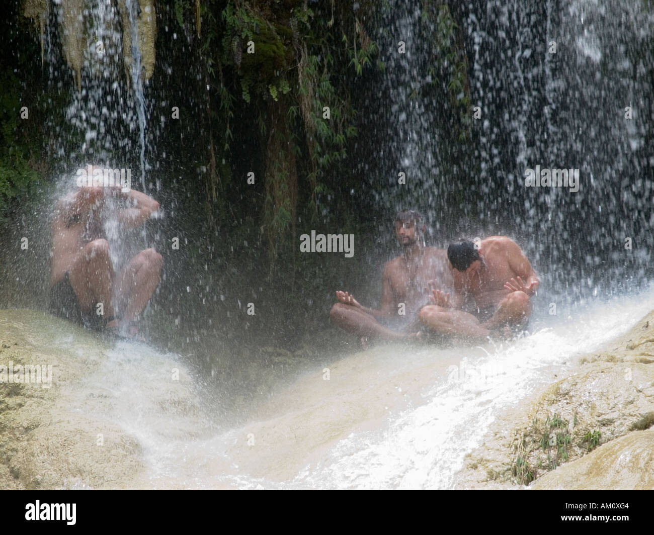 Under the Waterfall Stock Photo - Alamy