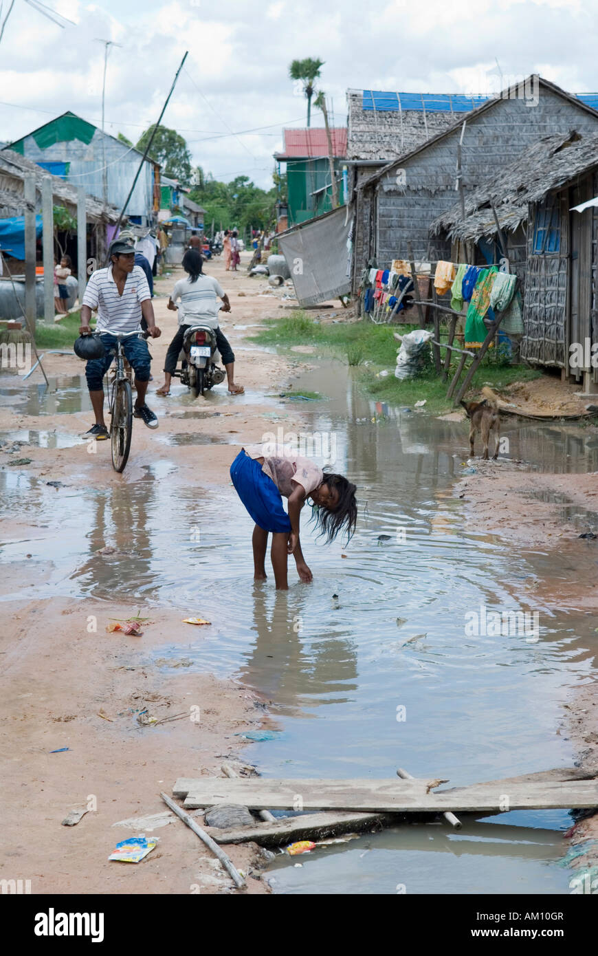 The slum Andong in the rainy season, Phnom Penh, Cambodia Stock Photo ...