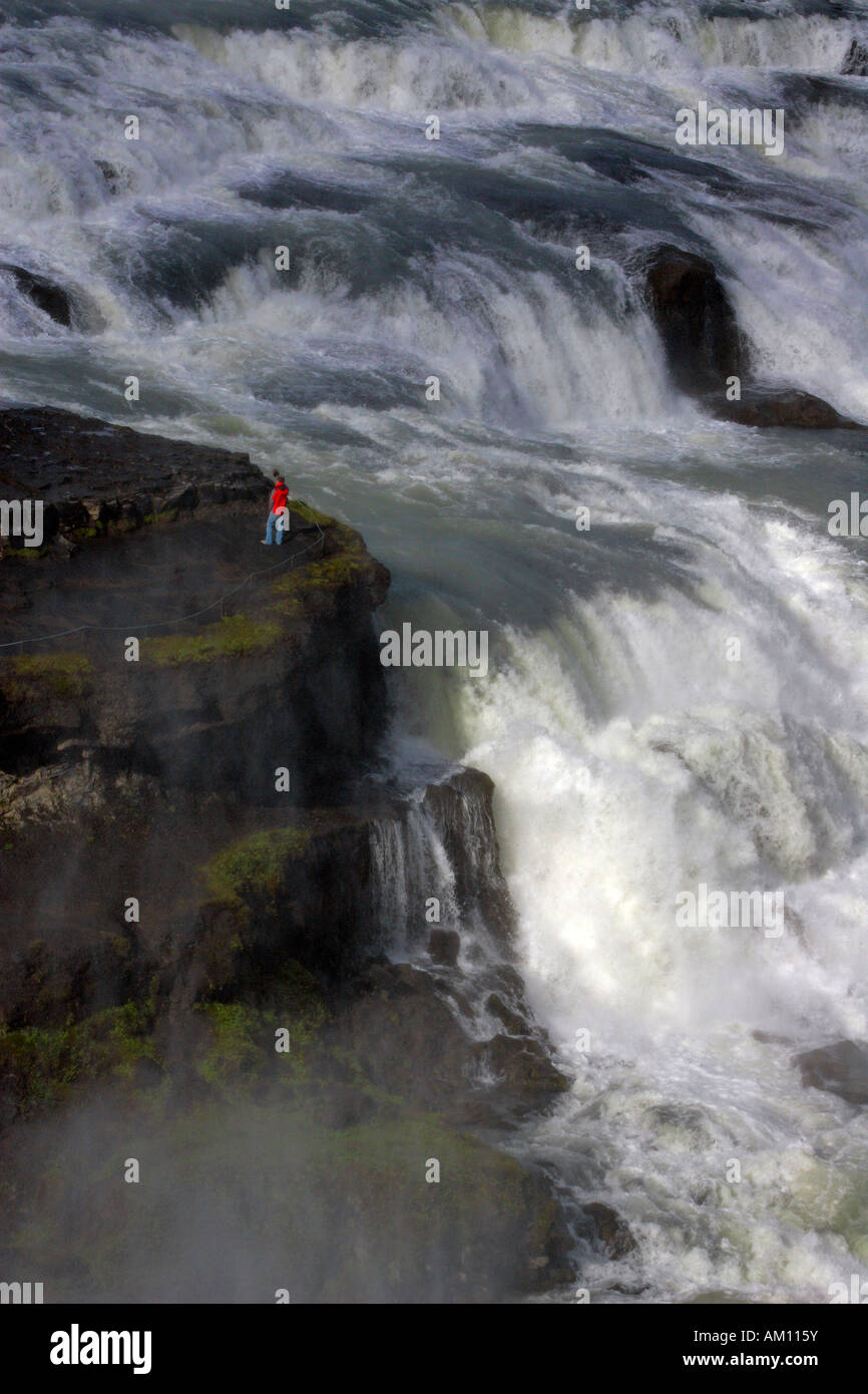 Gullfoss-waterfall at the Hvita-river in Iceland - Europe, Iceland Stock Photo