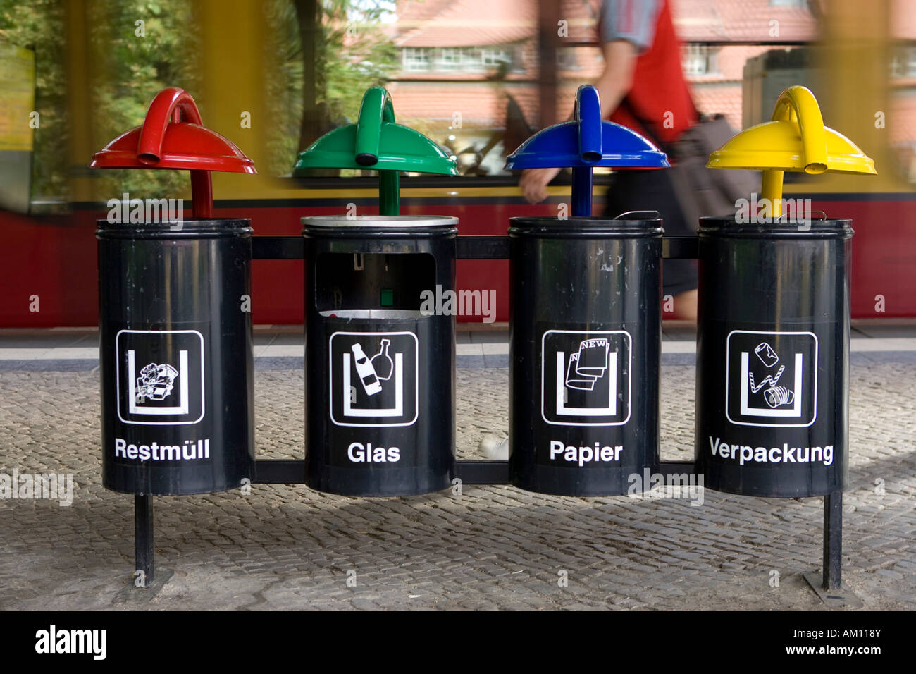 Garbage cans, waste separation, Berlin, Germany Stock Photo