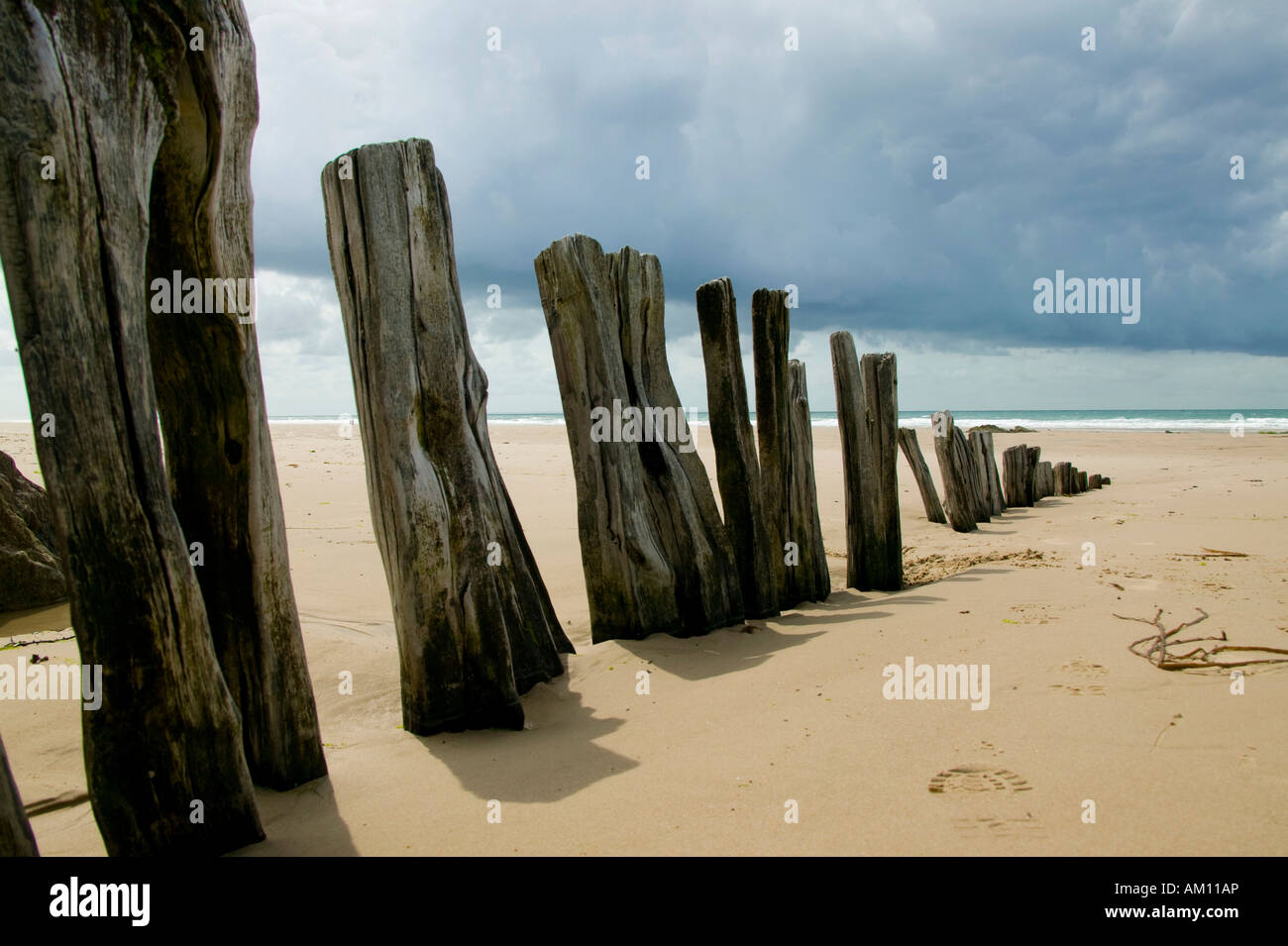 Wave breaker at the beach, Bretagne, France Stock Photo - Alamy