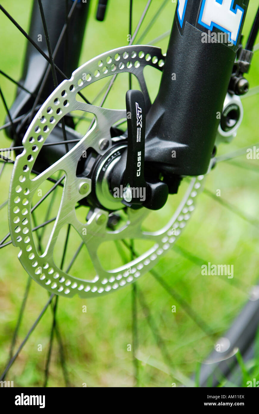 Disc brake on a mountain bike Stock Photo Alamy