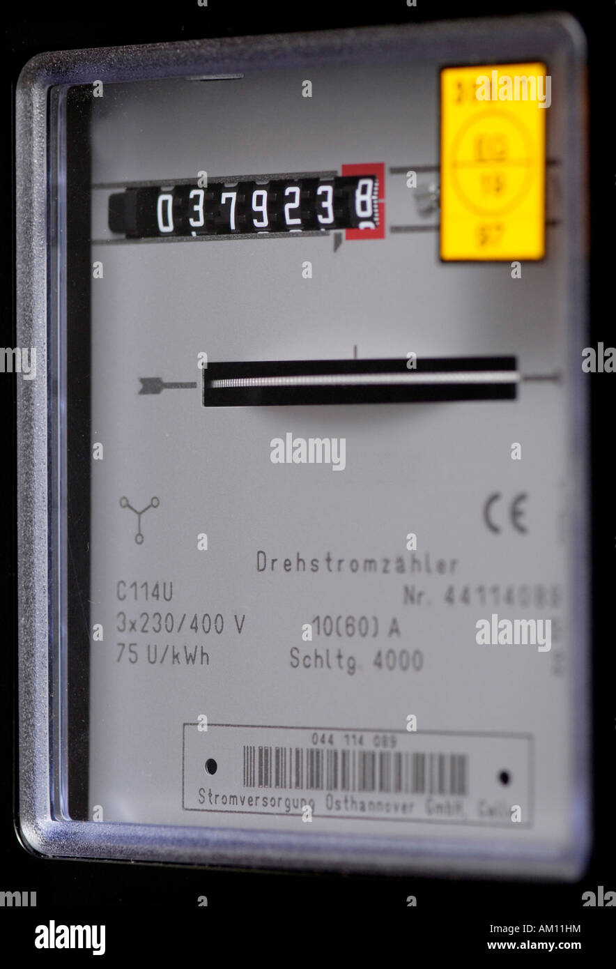 Meter reading of electricity meter Stock Photo