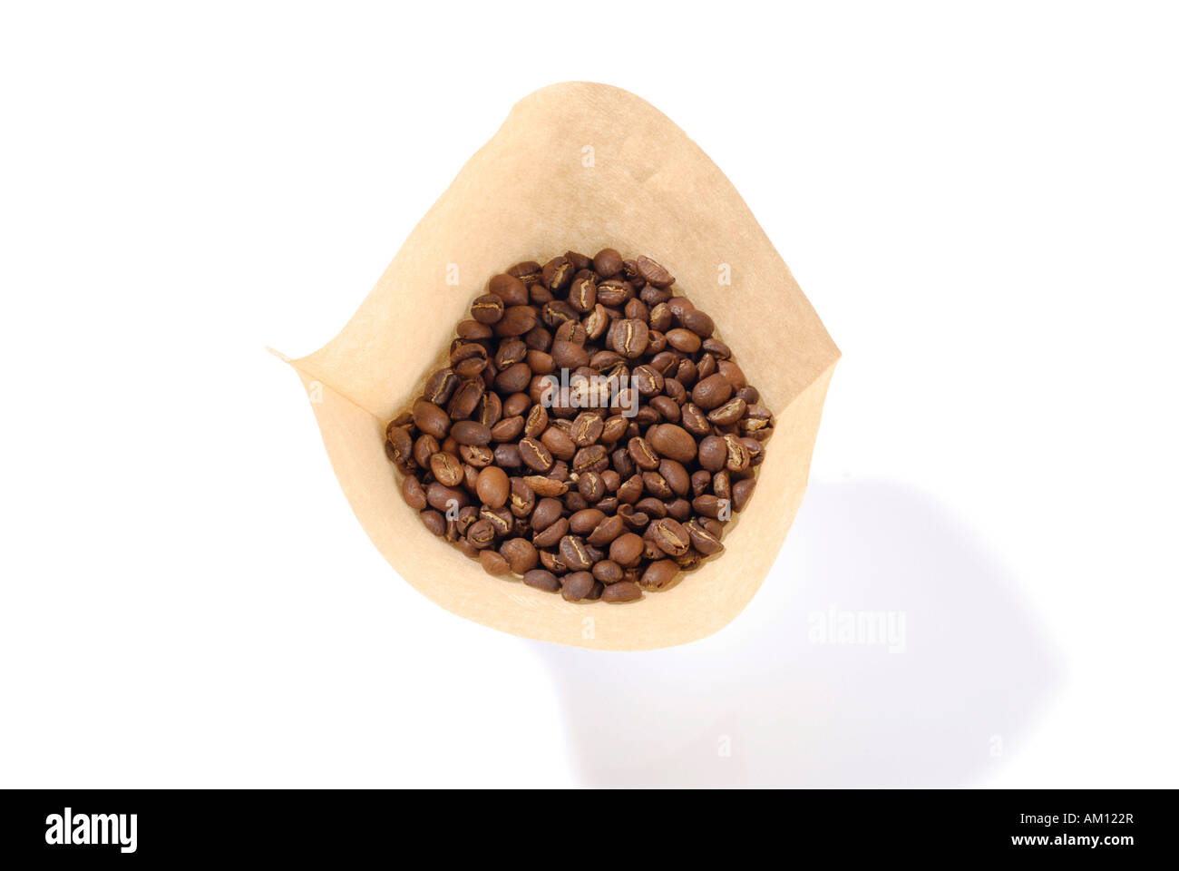 Coffee beans in filter bag Stock Photo