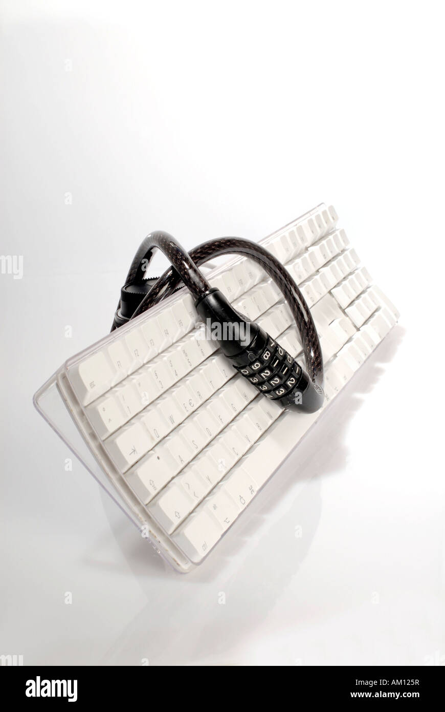 Computer keyboard and combination lock Stock Photo Alamy