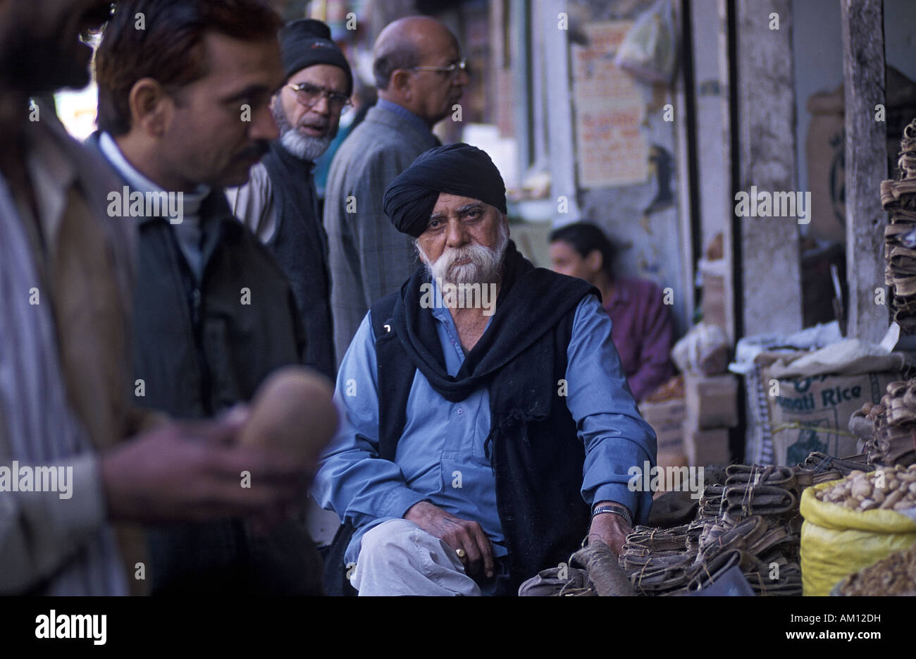 A Sikh-spicemerchant, spice-bazaar, Old Delhi, India, Southasia, Asia Stock Photo