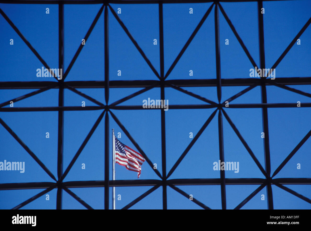 American Flag at JFK Library Boston MA Stock Photo