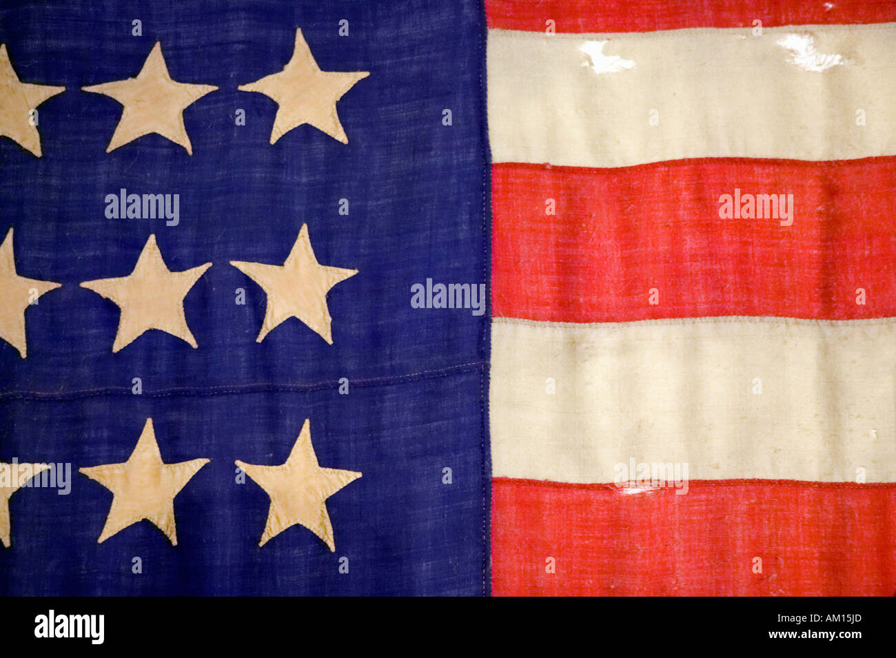 Detail of a Civil War flag in Drummer Boy Museum in historic Andersonville Georgia Stock Photo