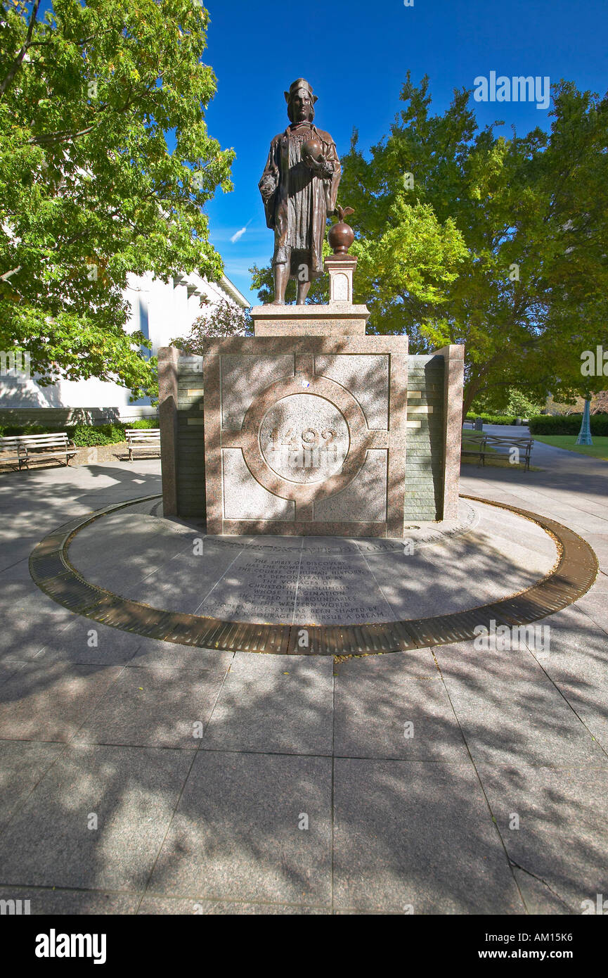 Statue of Christopher Columbus at State Capitol in Columbus Ohio Stock Photo