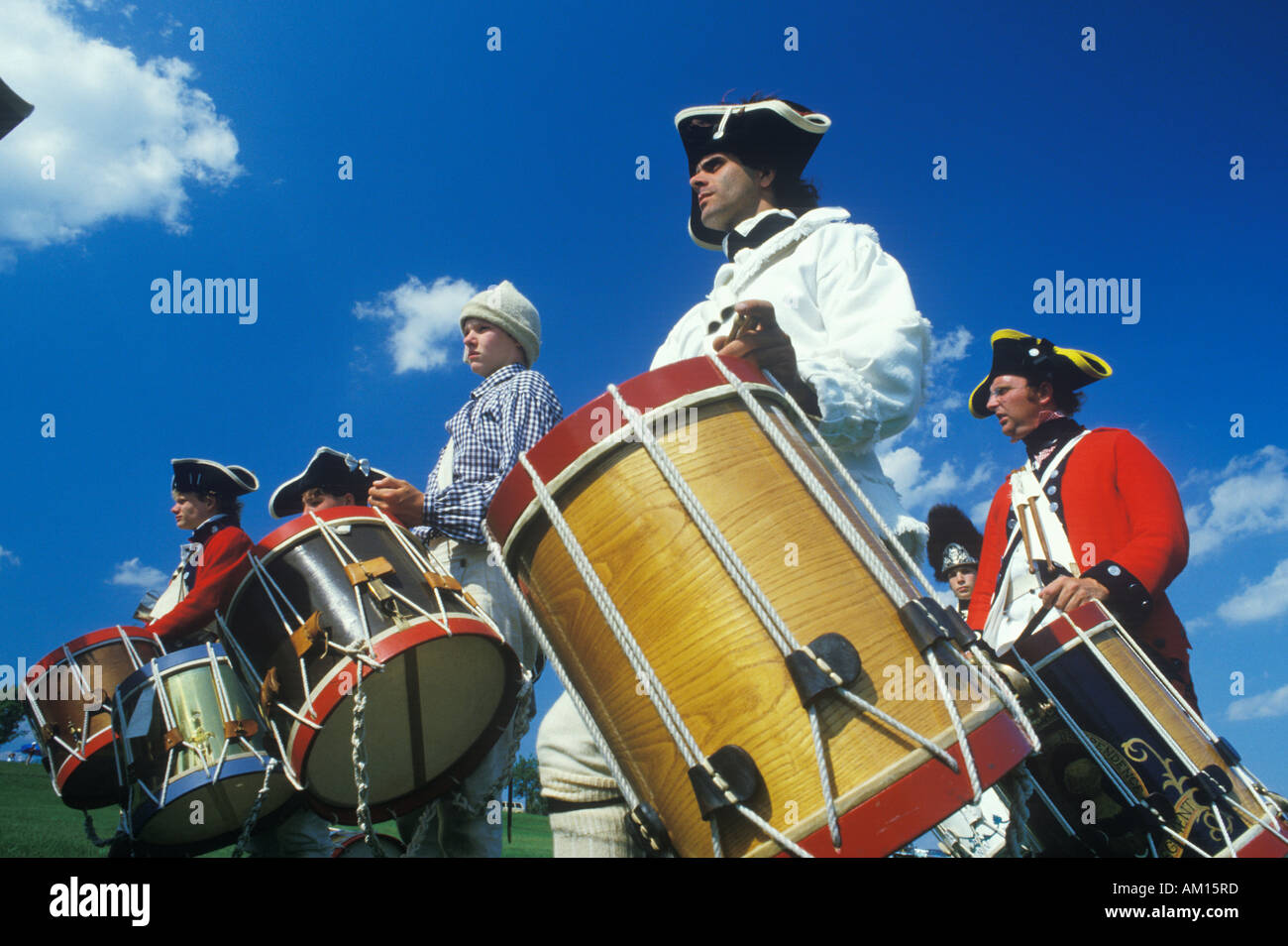 Historical Reenactment Daniel Boone Homestead Brigade of American Revolution Continental Army Infantry Fife and Drum Stock Photo