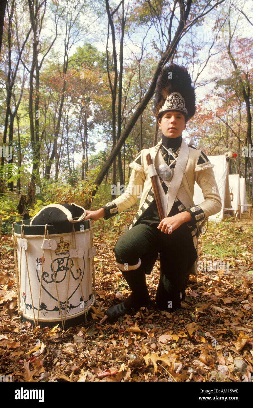 Historical Reenactment drummer American Revolutionary War New Windsor NY Stock Photo