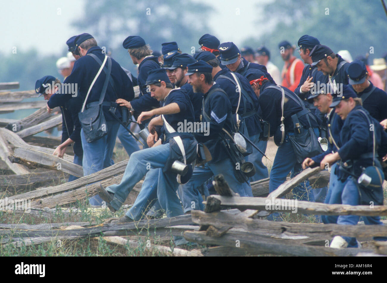 Historical reenactment of the Battle of Manassas marking the beginning of the Civil War Virginia Stock Photo