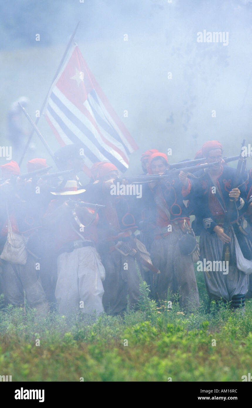 Historical reenactment of the Battle of Manassas marking the beginning of the Civil War Virginia Stock Photo
