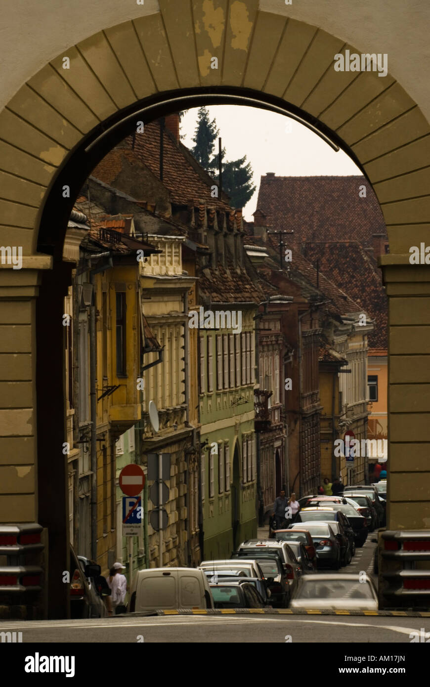 Looking through Schei Gate, Brasov, Romania Stock Photo