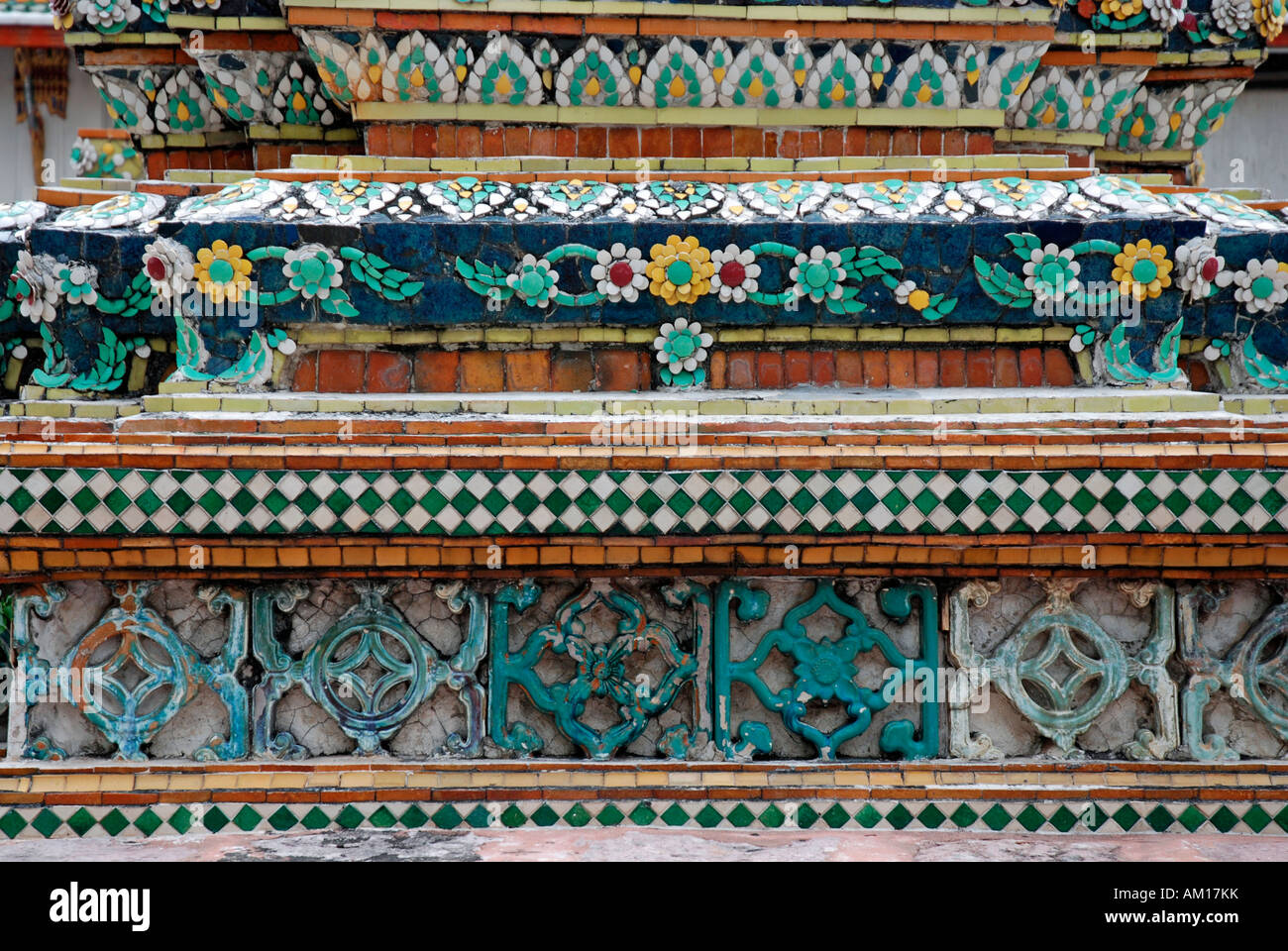 Mosaic works, Wat Pho, Bangkok, Thailand, Asia Stock Photo - Alamy