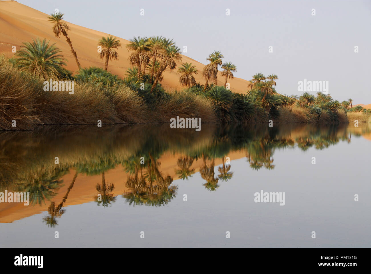 Umm al-Ma'a salt lake, Ubari desert, Libya Stock Photo