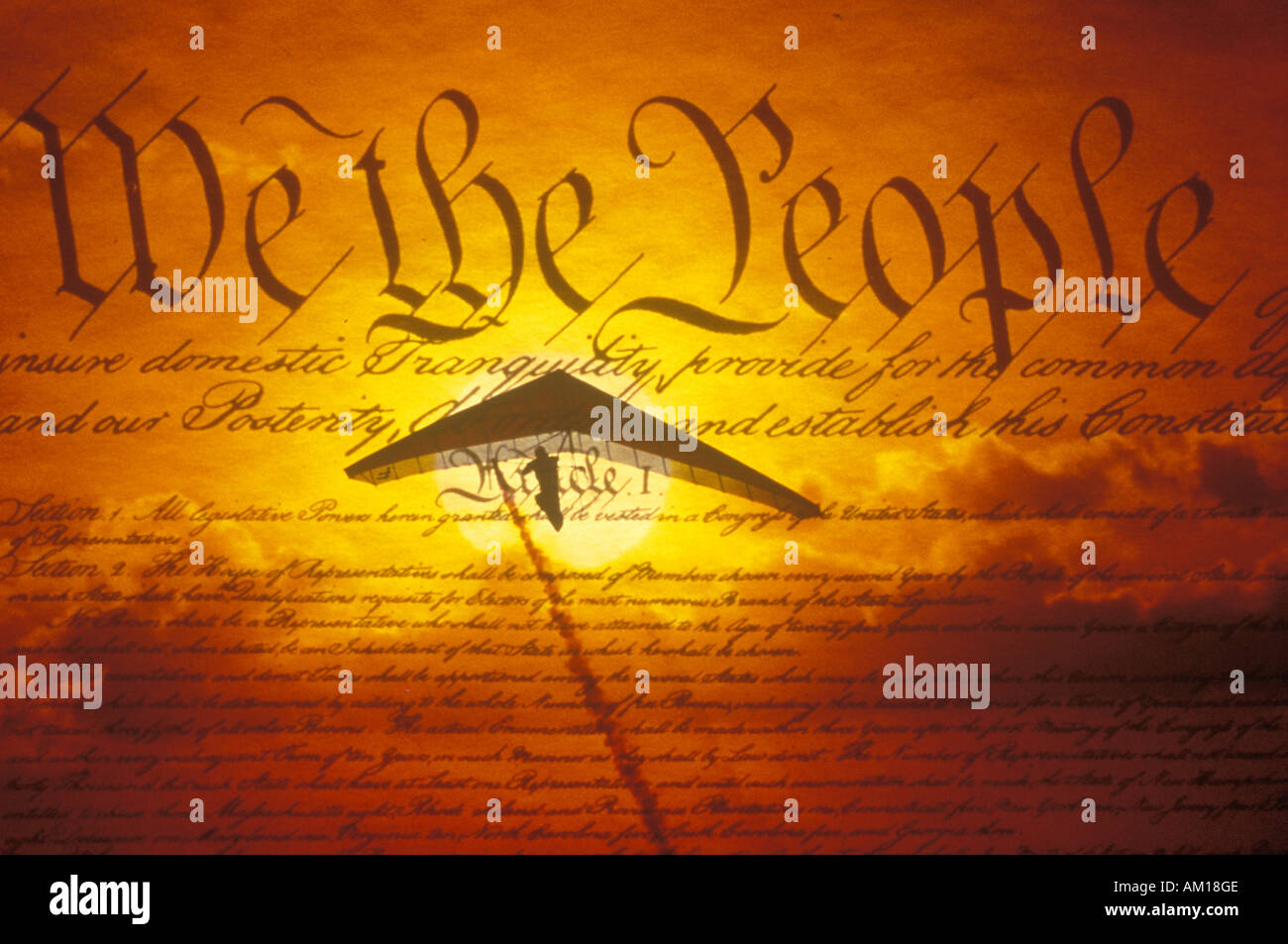 Special effects image of Declaration of Independence with superimposed