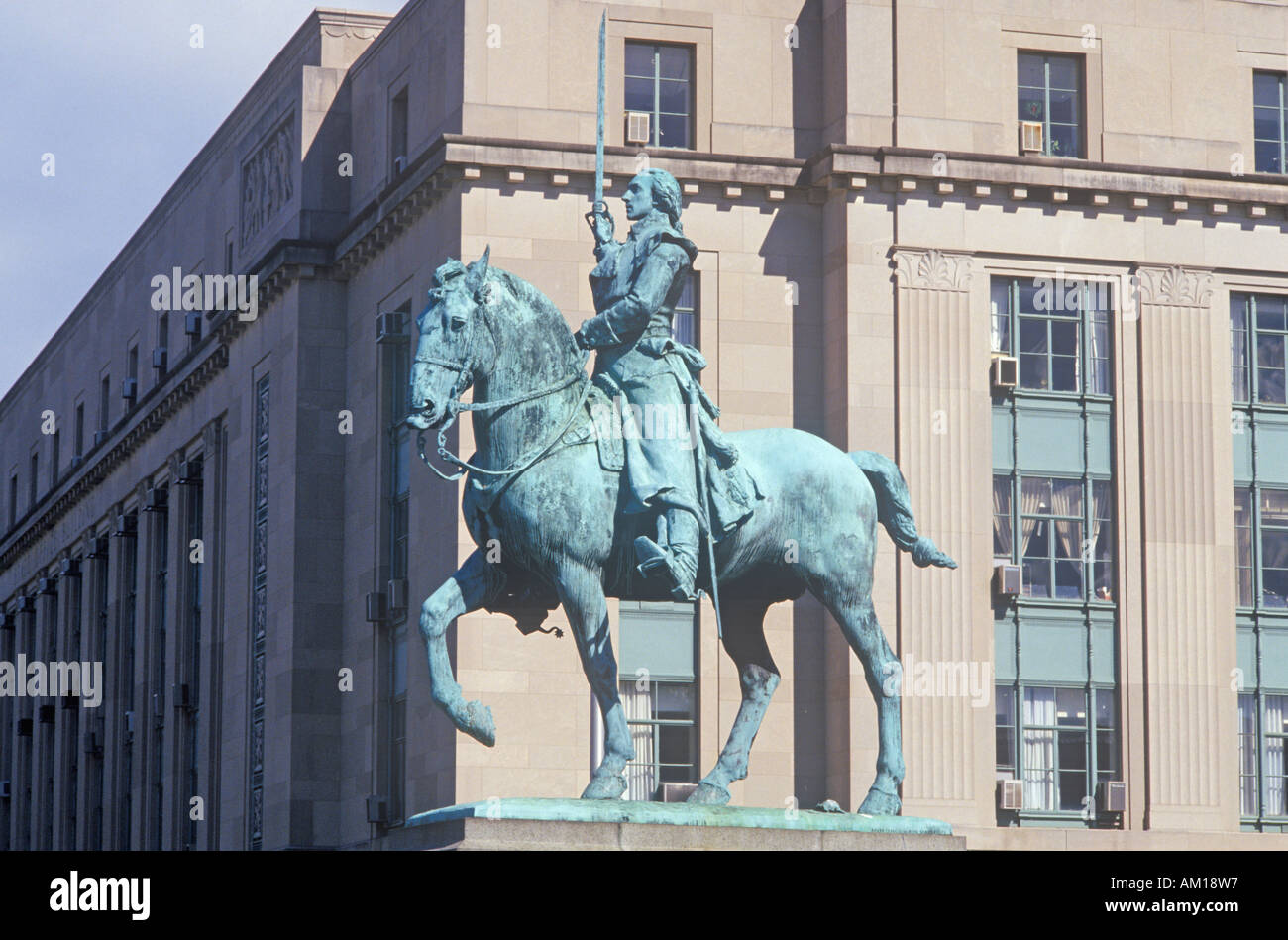 Bronze statue of General George Washington on horseback Stock Photo