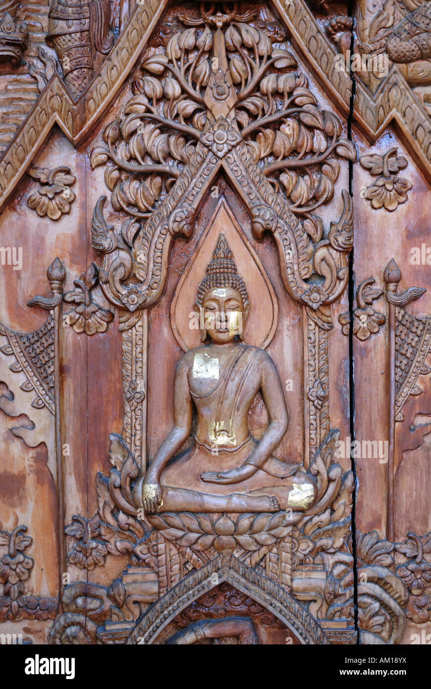 Meditating buddha, Wat Wang Wiwekaram, Sangkhlaburi, Thailand, Asia Stock Photo