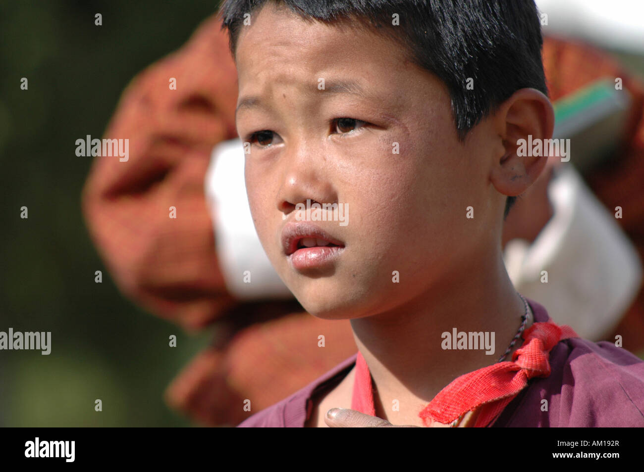 Little bhutanese boy, Paro valley, Bhutan Stock Photo