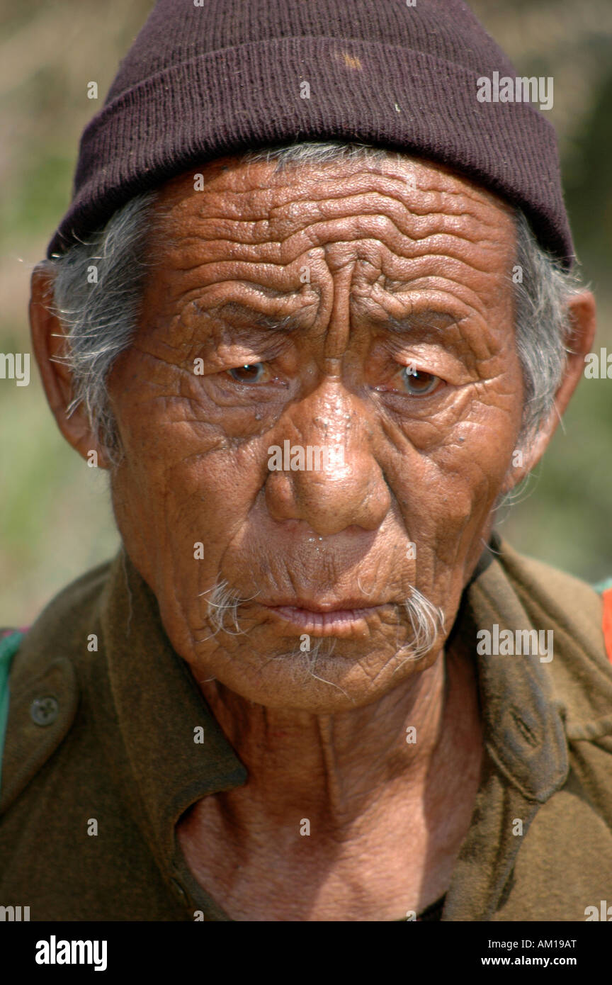 Old man, Wangdi Phrodang, Bhutan Stock Photo