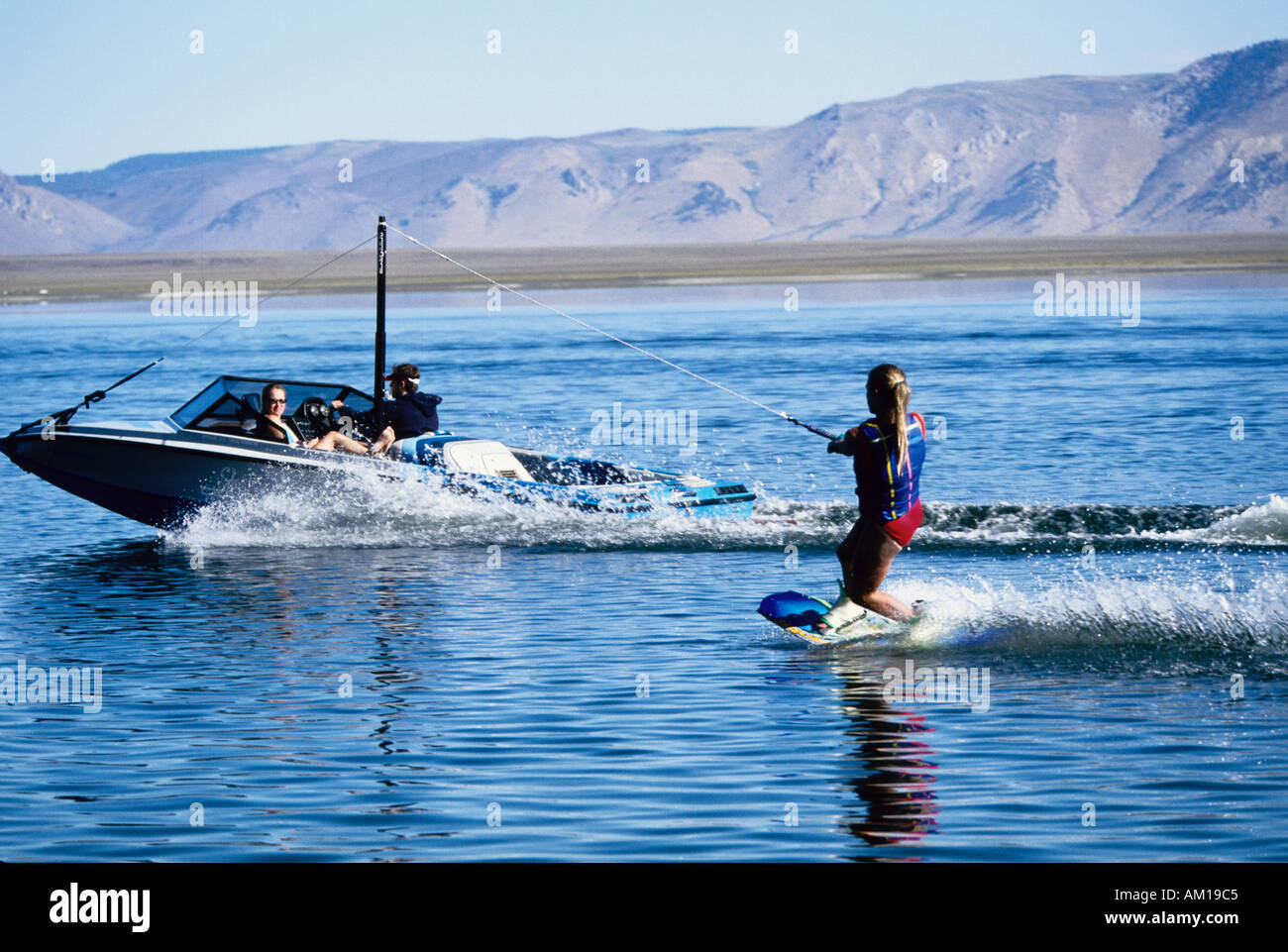 Wakeboarding on Crowley Lake near Mammoth Lakes California USA Stock ...