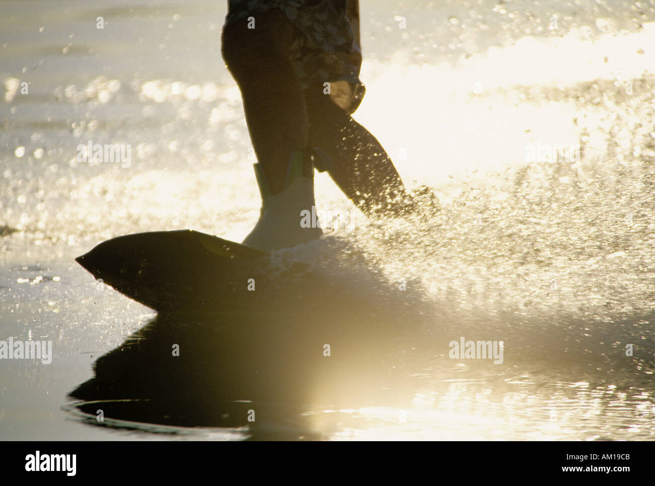 Wakeboarding on Crowley Lake near Mammoth Lakes California USA Stock