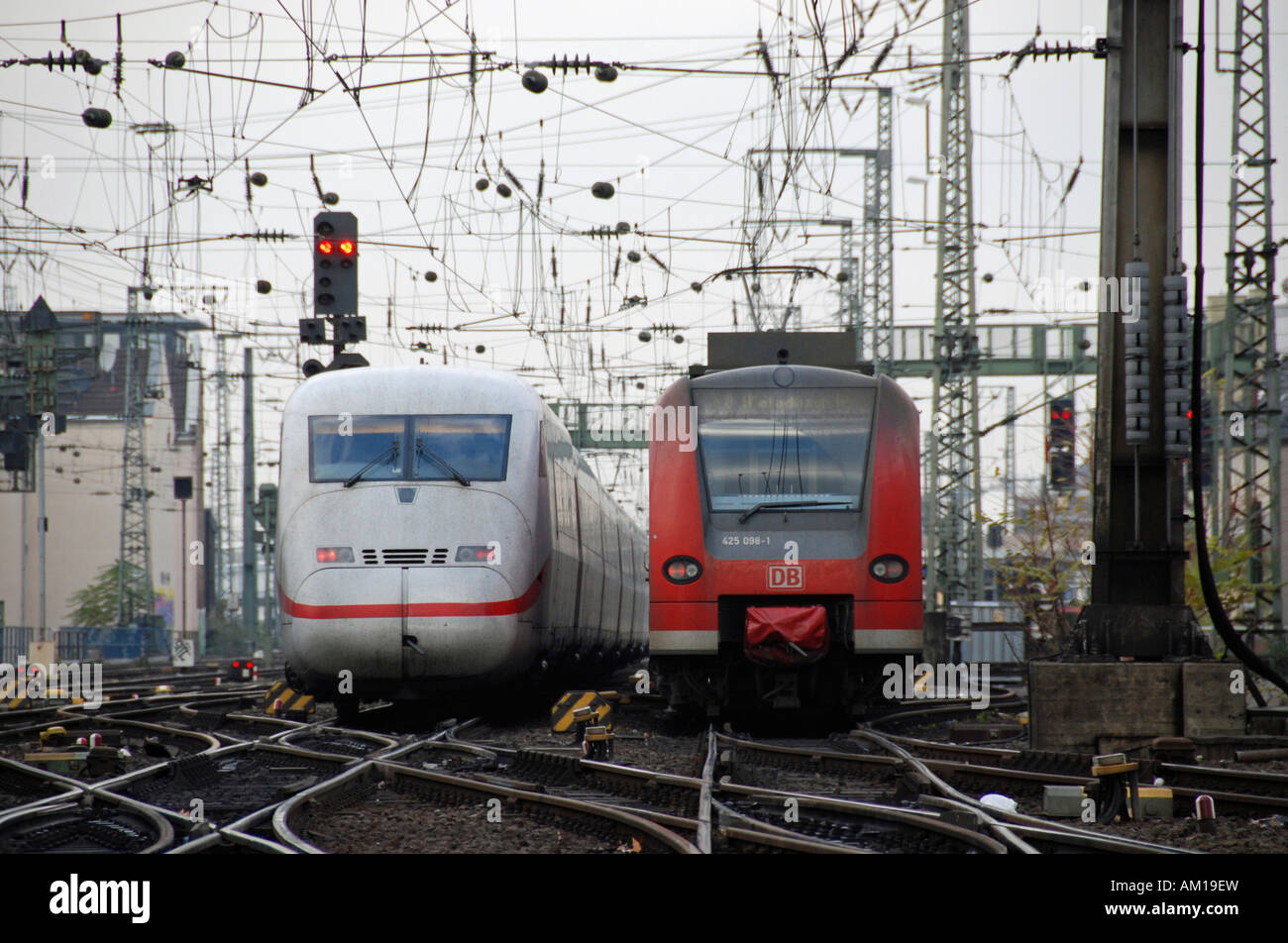 RegionalBahn (regional train) and ICE 2, Cologne, North Rhine-Westphalia, Germany Stock Photo