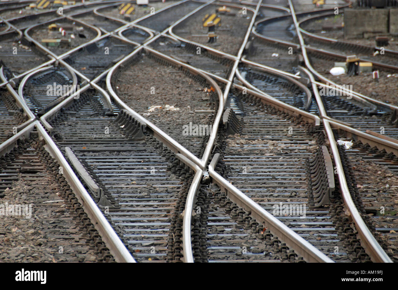 Tracks and switches, Cologne, North Rhine-Westphalia, Germany Stock Photo