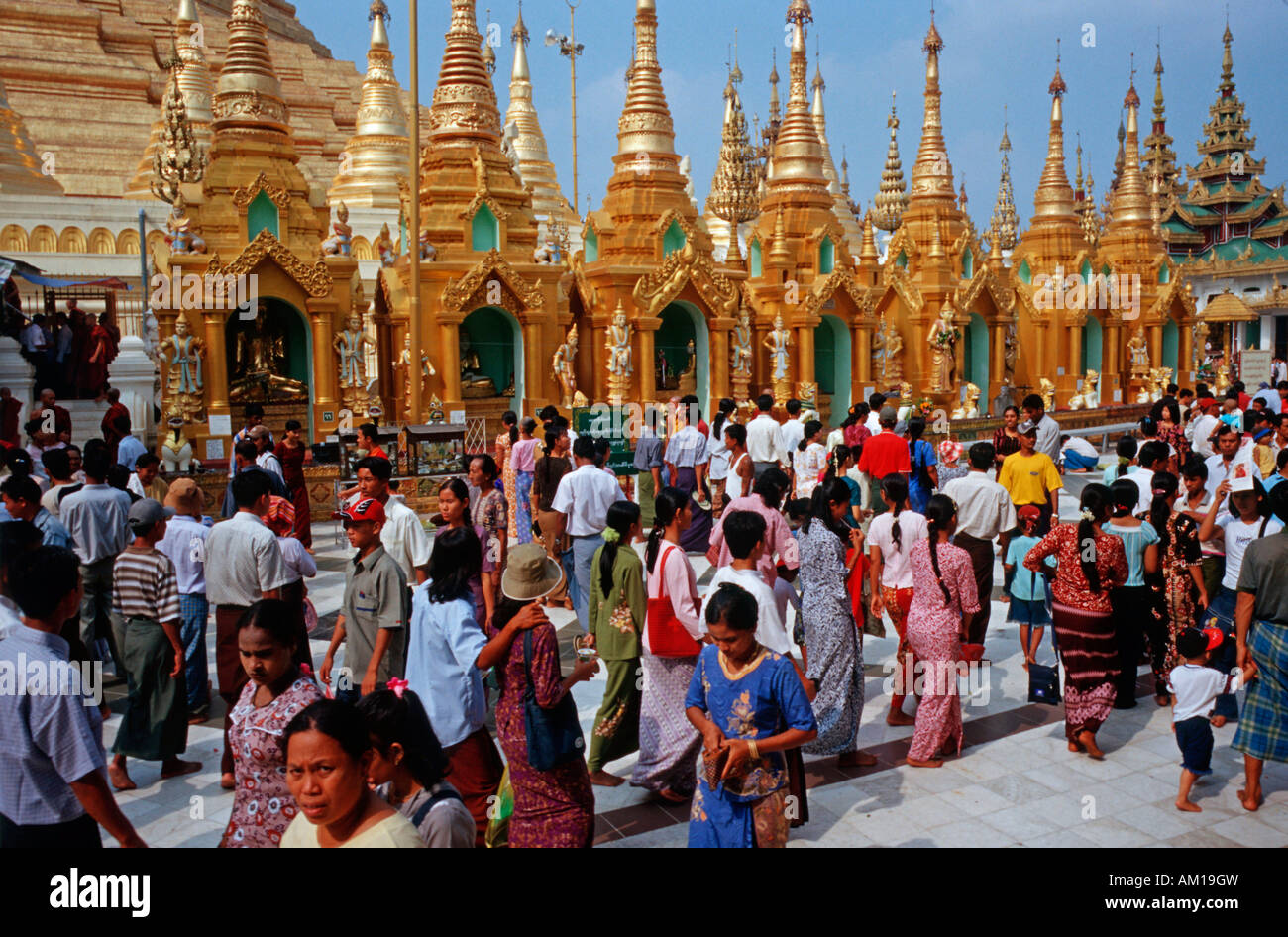 The Shwedagon Pagoda is the most important religious building and the religious centre of Yangon, Burma, Asia Stock Photo
