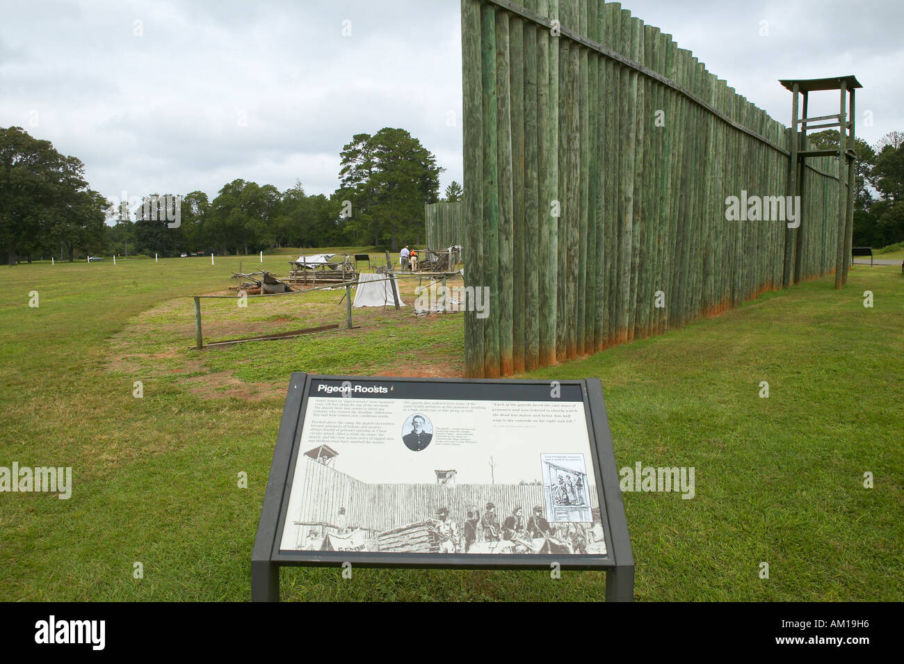 Visitor map of National Park Andersonville or Camp Sumter site of Confederate Civil War prison and cemetery for Yankee Union Stock Photo