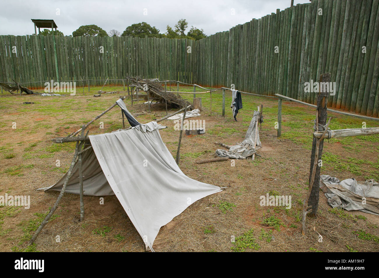 Exhibit at National Park Andersonville or Camp Sumter Site of Confederate Civil War prison and cemetery for Yankee Union Stock Photo