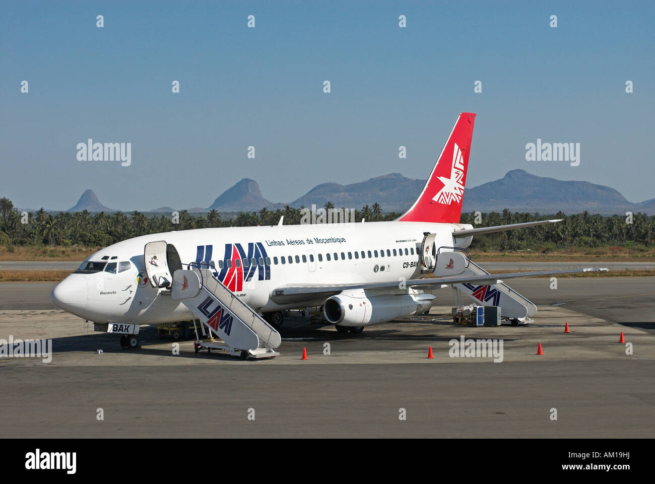 Airplane of LAM (Linhas Aereas de Mozambique), Mozambique, Africa Stock Photo