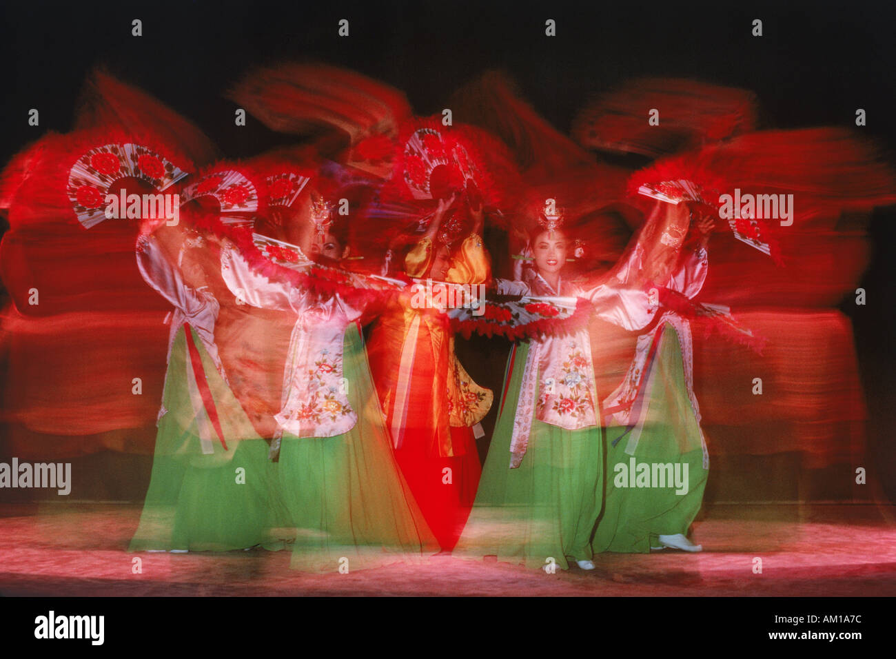 Woman performing traditional Fan Dance in South Korea Stock Photo Alamy