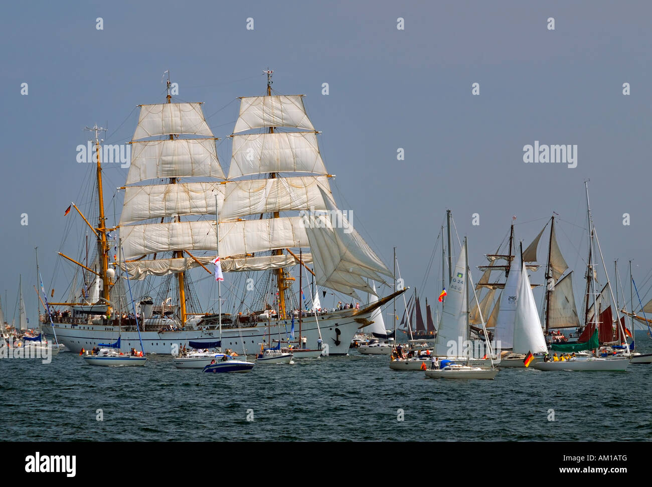 Parade of sailing ships during Kiel Week 2006, Kiel Fjord, Germany
