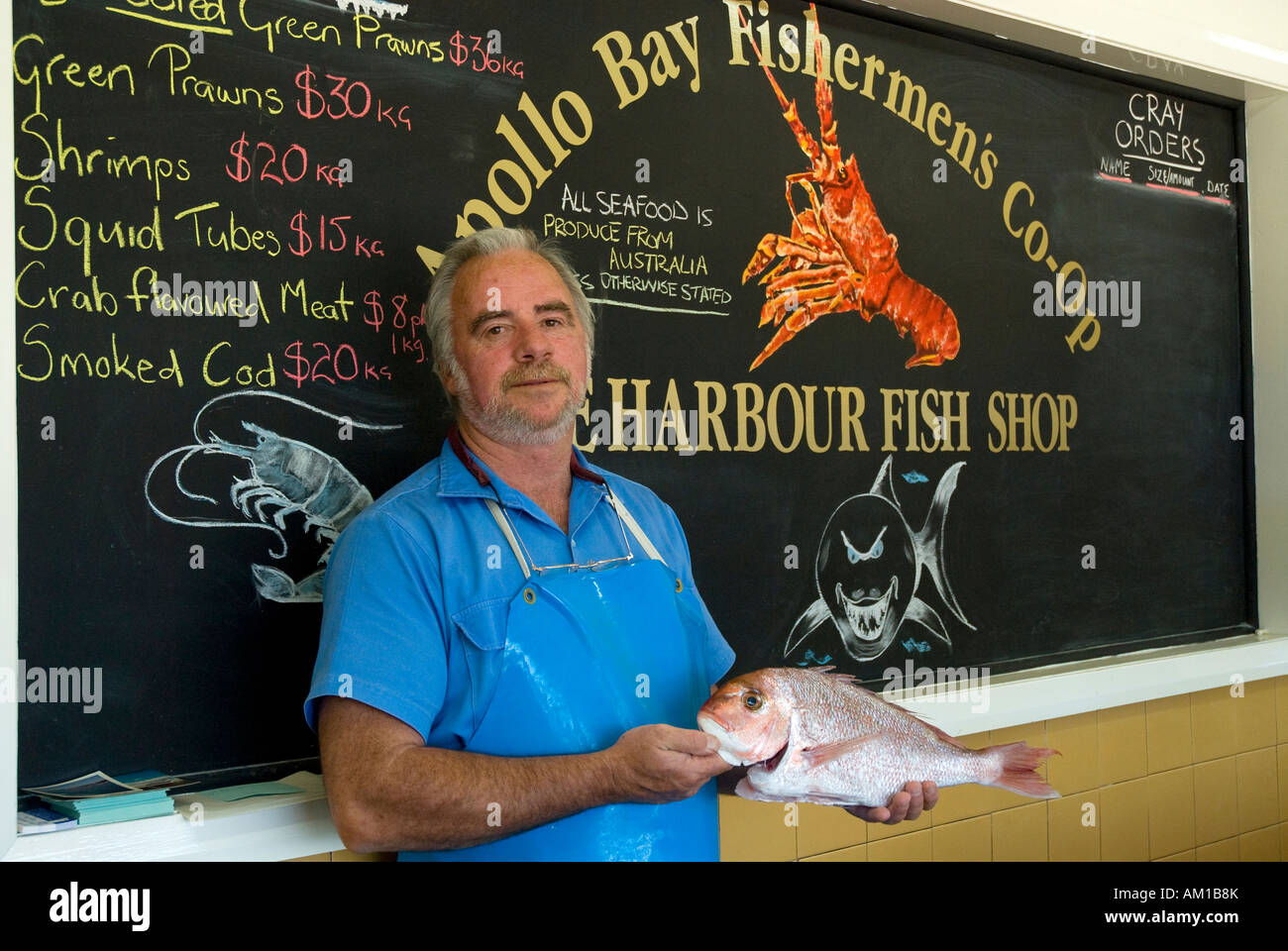 Fish shop Apollo bay at the Great Ocean Road, Victoria, Australia Stock Photo