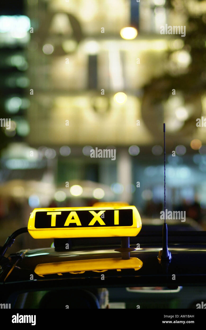 Taxi at night Stock Photo