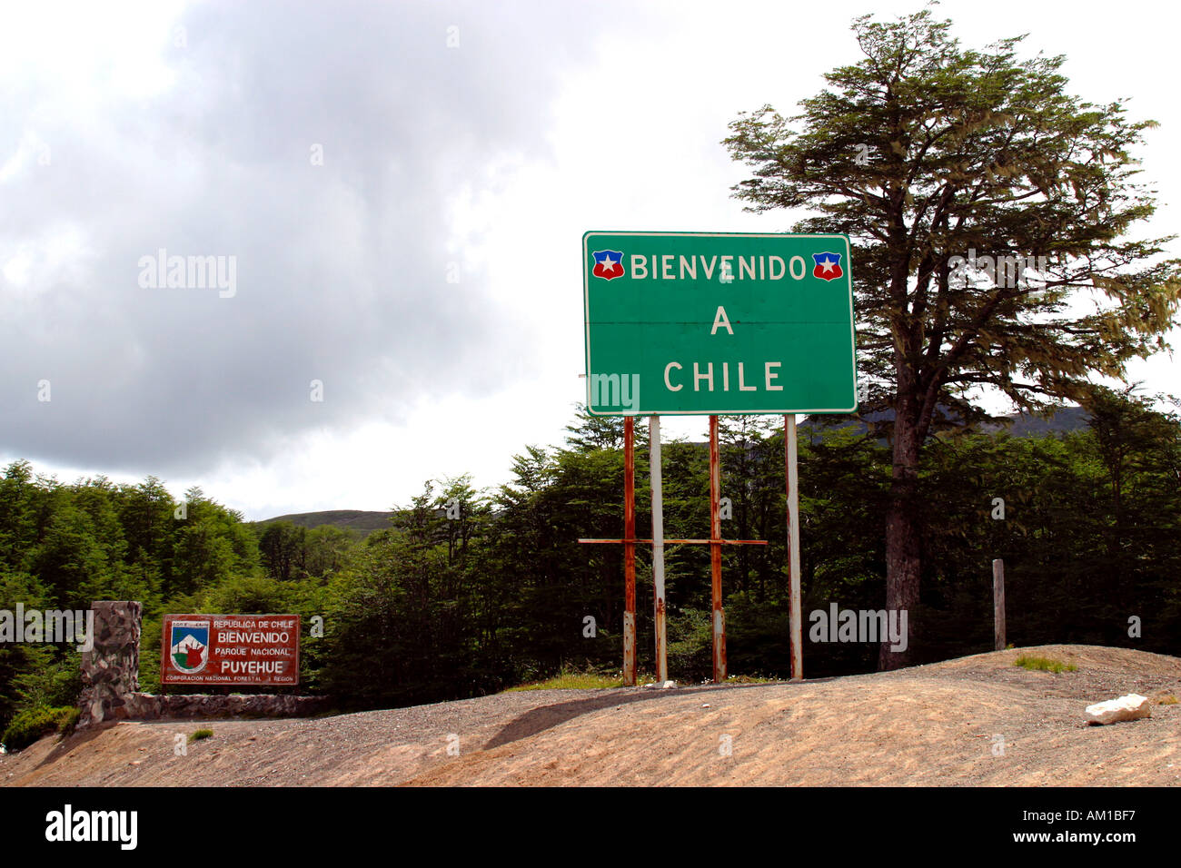 Border Crossing Between Chile and Argentina Near Villa La Angostura Stock Photo