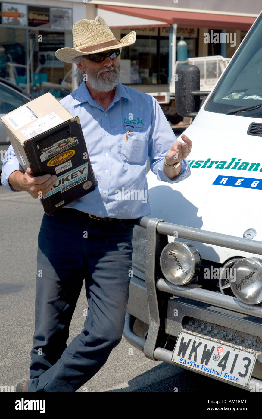 Courier driver Larry, Australian Express, Naracoorte, South Australia, Australia Stock Photo